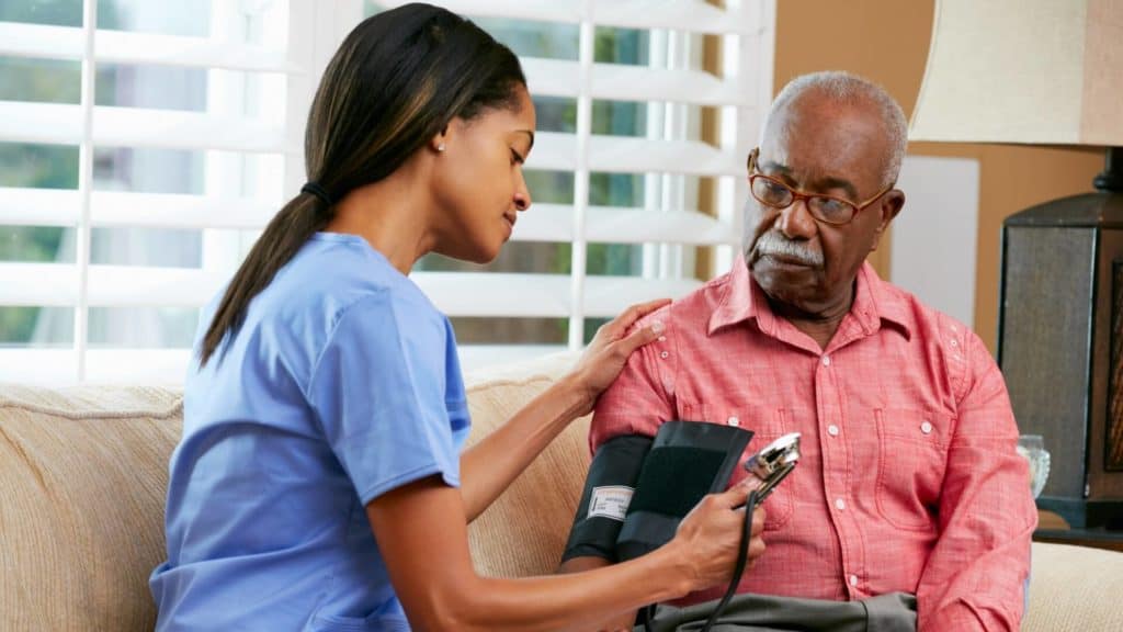 Will I need home health services after my surgery? a nurse cares for a patient at home