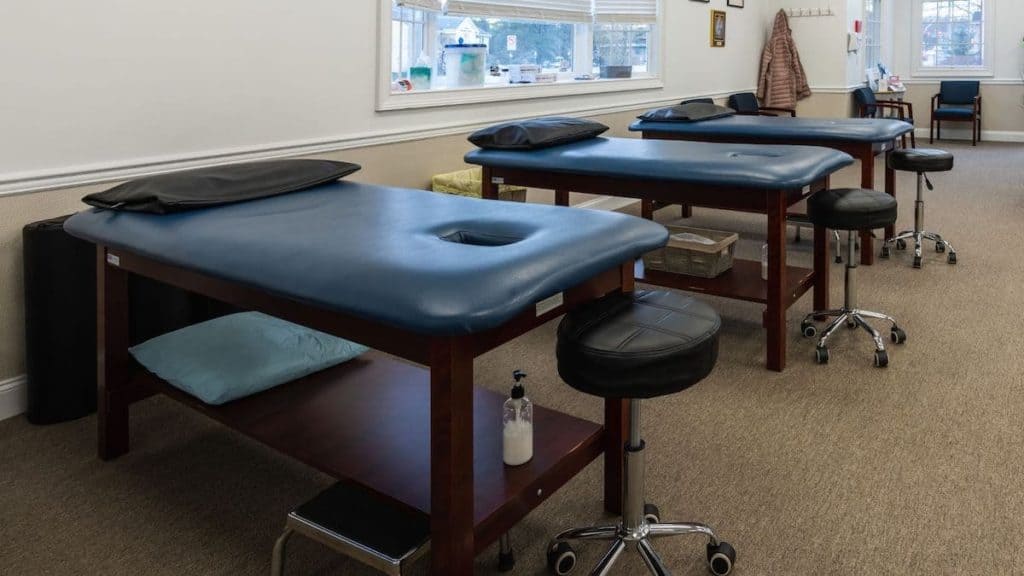 Close up of clean massage tables at pain management clinic | Northeast Spine and Sports Medicine